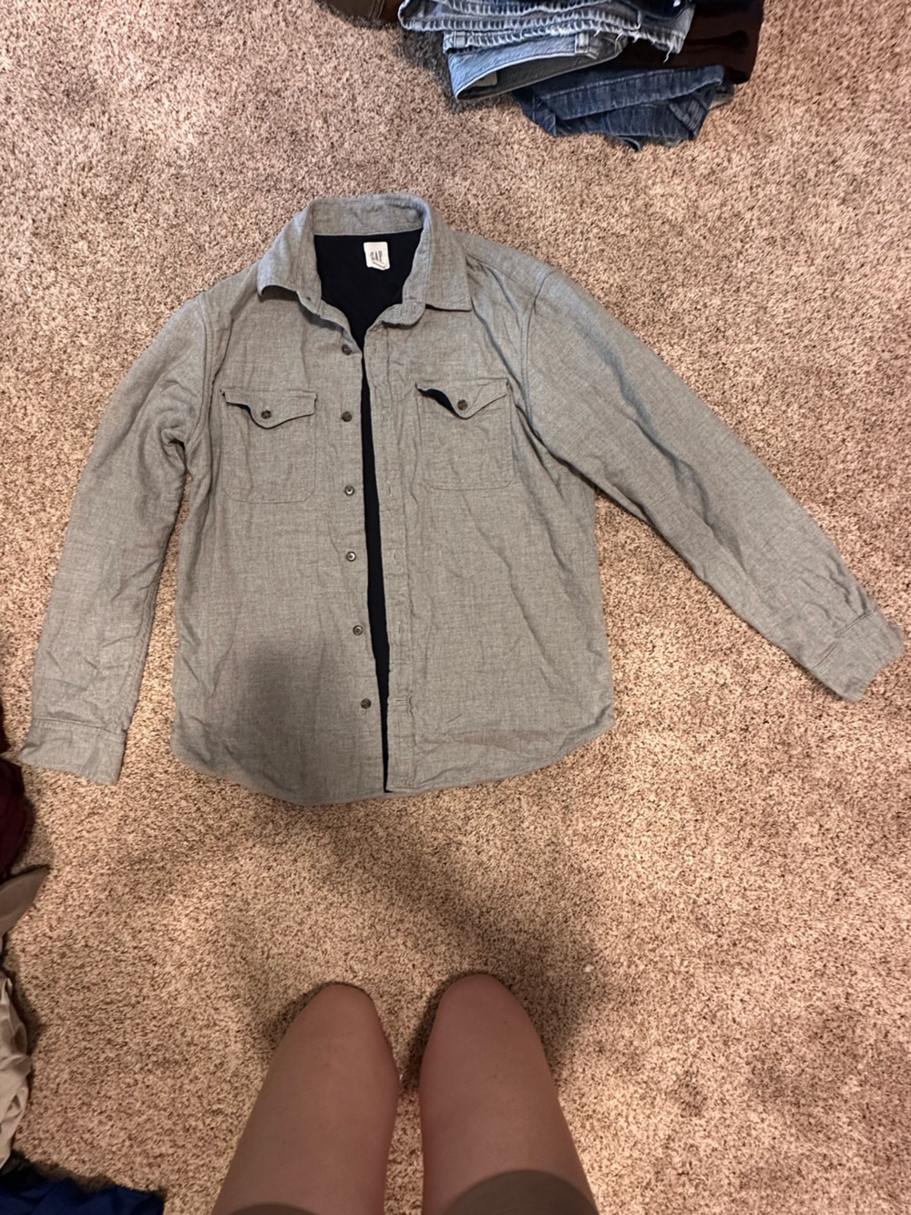 Men's Grey Heavyweight Flannel Button-Up